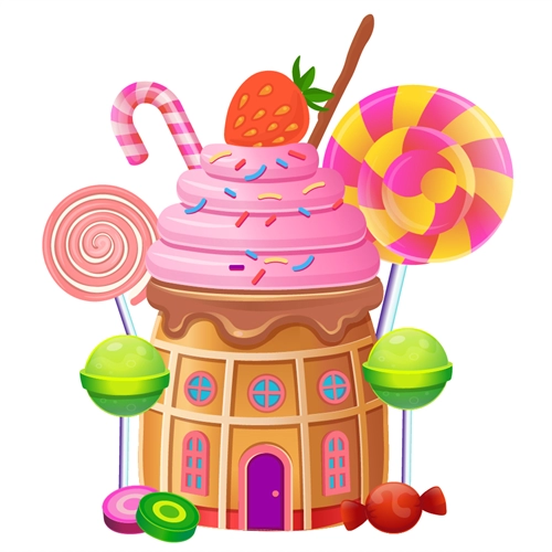 Candyland Theme Ice Cream House Transparent Sticker